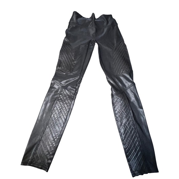 SPANX Pants - Spanx Faux Leather‎ Moto Leggings Very Black High Rise Petite Medium M/M